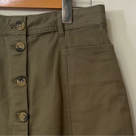 Divided| NEW Olive Button-Up A-Line Pocketed Mini Skirt Sz 6 w/Tags - Picture 3 of 5